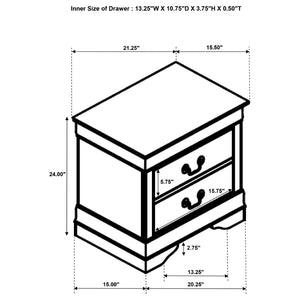 English Elm 2-drawer Nightstand White Lacquer Finish Bracket Feet Molded Trim Bedroom Storage B016P453459