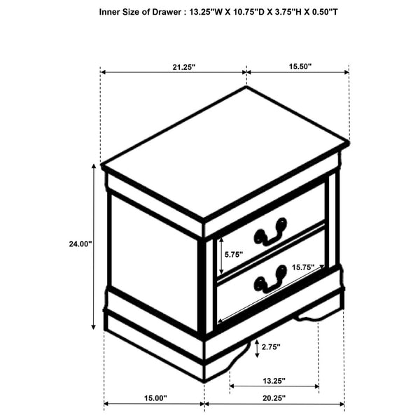 English Elm 2-drawer Nightstand White Lacquer Finish Bracket Feet Molded Trim Bedroom Storage B016P453459