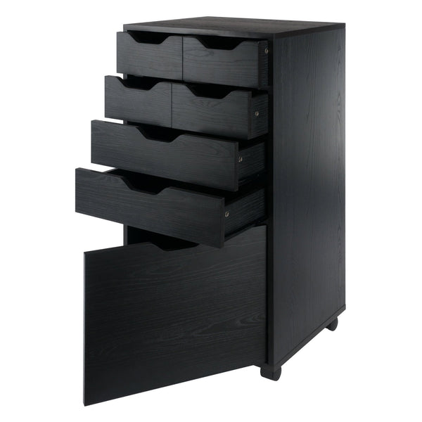 Winsome Wood Halifax Multi-storage Mobile Cabinet - Versatile Black Organizer With Wheels For Home & Office Use Black Composite Wood 20719-winsome-wood