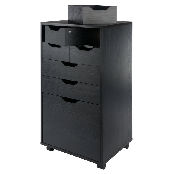 Winsome Wood Halifax Multi-storage Mobile Cabinet - Versatile Black Organizer With Wheels For Home & Office Use Black Composite Wood 20719-winsome-wood