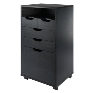Winsome Wood Halifax Multi-storage Mobile Cabinet - Versatile Black Organizer With Wheels For Home & Office Use Black Composite Wood 20719-winsome-wood