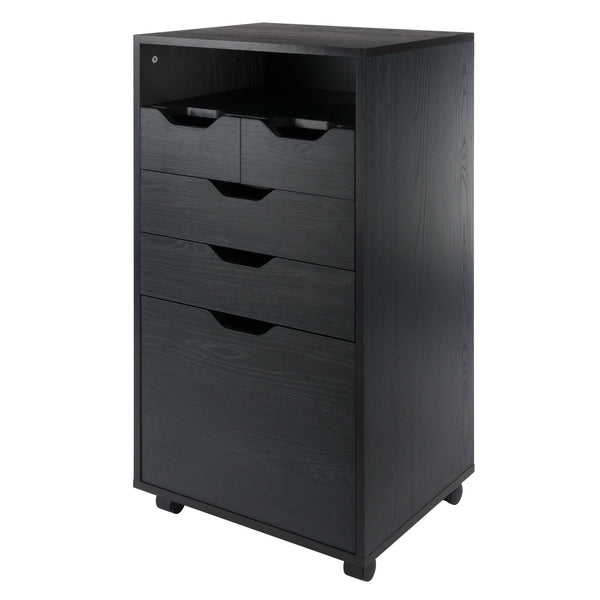 Winsome Wood Halifax Multi-storage Mobile Cabinet - Versatile Black Organizer With Wheels For Home & Office Use Black Composite Wood 20719-winsome-wood