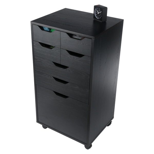 Winsome Wood Halifax Multi-storage Mobile Cabinet - Versatile Black Organizer With Wheels For Home & Office Use Black Composite Wood 20719-winsome-wood