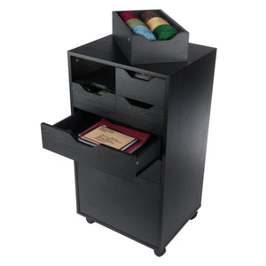 Winsome Wood Halifax Multi-storage Mobile Cabinet - Versatile Black Organizer With Wheels For Home & Office Use Black Composite Wood 20719-winsome-wood
