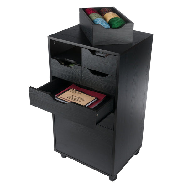 Winsome Wood Halifax Multi-storage Mobile Cabinet - Versatile Black Organizer With Wheels For Home & Office Use Black Composite Wood 20719-winsome-wood