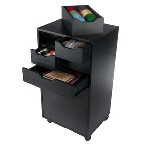 Winsome Wood Halifax Multi-storage Mobile Cabinet - Versatile Black Organizer With Wheels For Home & Office Use Black Composite Wood 20719-winsome-wood