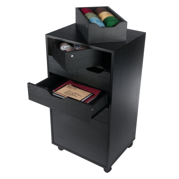 Winsome Wood Halifax Multi-storage Mobile Cabinet - Versatile Black Organizer With Wheels For Home & Office Use Black Composite Wood 20719-winsome-wood