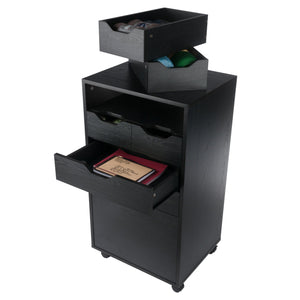 Winsome Wood Halifax Multi-storage Mobile Cabinet - Versatile Black Organizer With Wheels For Home & Office Use Black Composite Wood 20719-winsome-wood