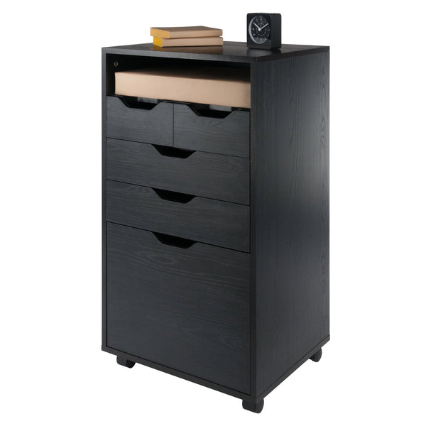 Winsome Wood Halifax Multi-storage Mobile Cabinet - Versatile Black Organizer With Wheels For Home & Office Use Black Composite Wood 20719-winsome-wood
