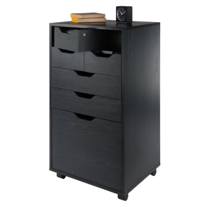 Winsome Wood Halifax Multi-storage Mobile Cabinet - Versatile Black Organizer With Wheels For Home & Office Use Black Composite Wood 20719-winsome-wood