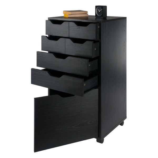 Winsome Wood Halifax Multi-storage Mobile Cabinet - Versatile Black Organizer With Wheels For Home & Office Use Black Composite Wood 20719-winsome-wood