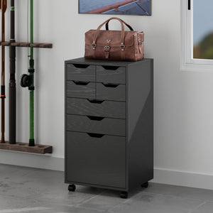 Winsome Wood Halifax Multi-storage Mobile Cabinet - Versatile Black Organizer With Wheels For Home & Office Use Black Composite Wood 20719-winsome-wood