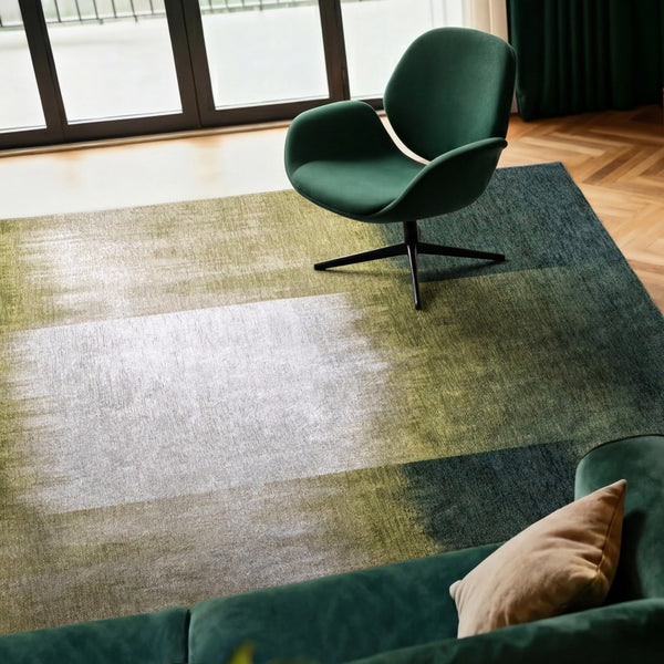 Louis de Poortere Meditation Sendai Tie-dye Inspired Gradient Area Rug for Modern Living Spaces Forest Mood 6'7 x 9'2 119968