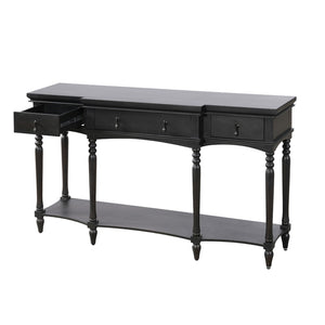 English Elm [video] Solid Pine Console Table Ornate Carved Legs Copper Hardware Soft-close Drawers Black N759P433566B