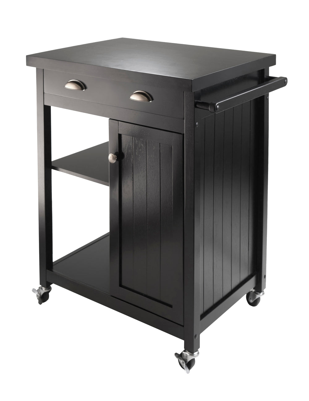 Winsome Wood Timber Kitchen Cart – Versatile Black Workstation With Adjustable Shelves, Storage & Mobility Options Black Solid ,Composite Wood 20727-winsome-wood