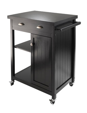 Winsome Wood Timber Kitchen Cart – Versatile Black Workstation With Adjustable Shelves, Storage & Mobility Options Black Solid ,Composite Wood 20727-winsome-wood