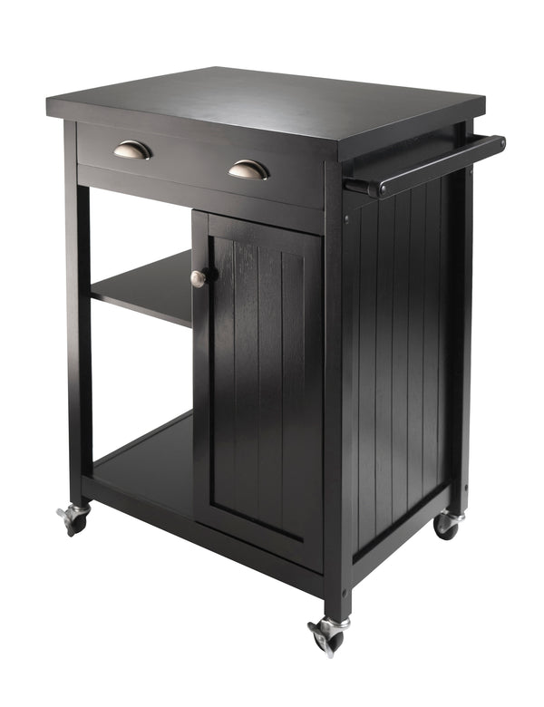 Winsome Wood Timber Kitchen Cart – Versatile Black Workstation With Adjustable Shelves, Storage & Mobility Options Black Solid ,Composite Wood 20727-winsome-wood