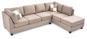 English Elm Malone Modern Microfiber Sectional Sofa with Pocketed Coil & Foam Seating, Removable Backs for EZ Delivery Mocha 47.5 L x 27.5 W x 23 H B078S00590