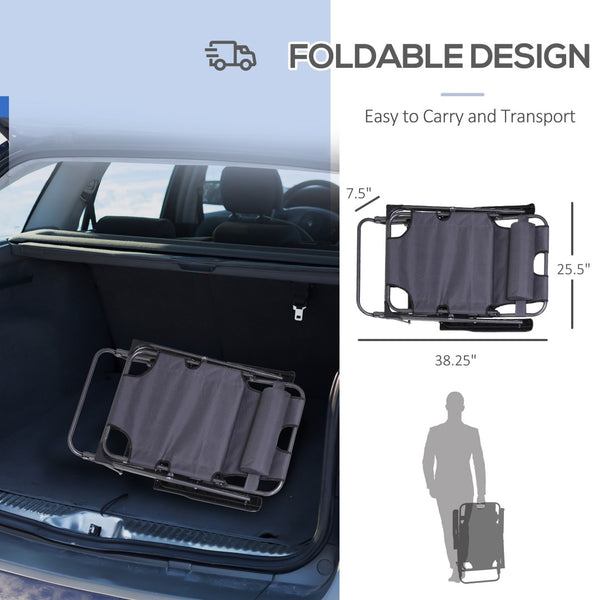 English Elm Outsunny 2-In-1 Folding Chaise Lounge Chair With Pillow & Pocket – Adjustable Outdoor Relaxation Seat W2225P217584-GIGA