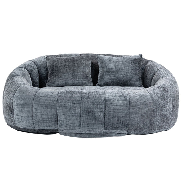 English Elm Bean Bean Bag Sofa High-Density Memory Foam Two-Seater Lounger High Back Chenille Cozy Support Gray W395P181439