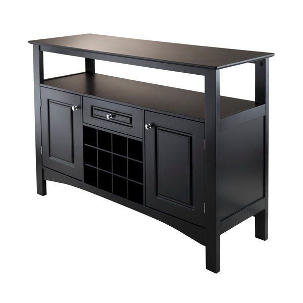 Winsome Wood Jasper Buffet Cabinet - Stylish Black Sideboard With Wine Storage, Display Shelves & Ample Space Black Composite Wood 20745-winsome-wood