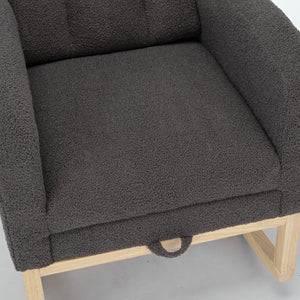 English Elm Modern Rocking Chair With Solid Wood Legs, Adjustable Footrest, And Side Pocket For Cozy Lounging W2725P199503