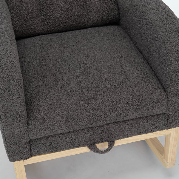 English Elm Modern Rocking Chair With Solid Wood Legs, Adjustable Footrest, And Side Pocket For Cozy Lounging W2725P199503