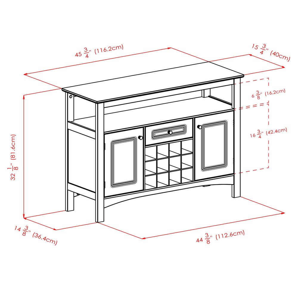 Winsome Wood Jasper Buffet Cabinet - Stylish Black Sideboard With Wine Storage, Display Shelves & Ample Space Black Composite Wood 20745-winsome-wood