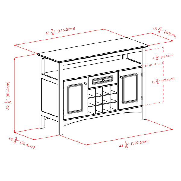 Winsome Wood Jasper Buffet Cabinet - Stylish Black Sideboard With Wine Storage, Display Shelves & Ample Space Black Composite Wood 20745-winsome-wood