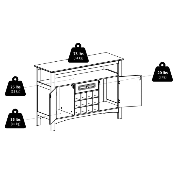 Winsome Wood Jasper Buffet Cabinet - Stylish Black Sideboard With Wine Storage, Display Shelves & Ample Space Black Composite Wood 20745-winsome-wood