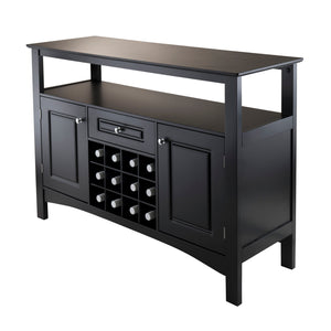 Winsome Wood Jasper Buffet Cabinet - Stylish Black Sideboard With Wine Storage, Display Shelves & Ample Space Black Composite Wood 20745-winsome-wood