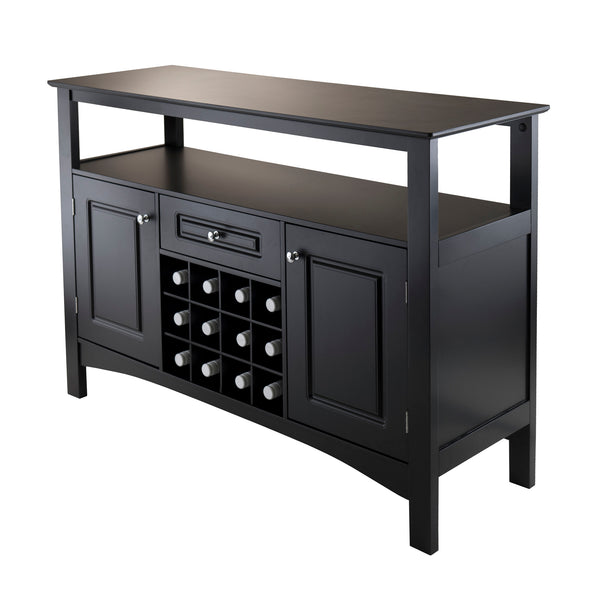 Winsome Wood Jasper Buffet Cabinet - Stylish Black Sideboard With Wine Storage, Display Shelves & Ample Space Black Composite Wood 20745-winsome-wood