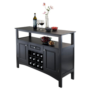 Winsome Wood Jasper Buffet Cabinet - Stylish Black Sideboard With Wine Storage, Display Shelves & Ample Space Black Composite Wood 20745-winsome-wood