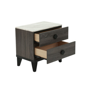 English Elm Two-tone Mid-Century Nightstand with 2 Drawers, Color-Blocked Design, Rhombic Pulls & Spacious Top Grey B016P251325