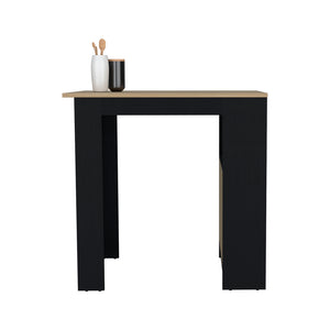English Elm Kitchen Wynne Island Black/Natural Oak — Compact 36.2" Top, Push-to-Open Cabinet & Open Shelves for Smart Storage and Dining B092P243273