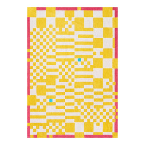 Louis de Poortere Craft Collection Chess Deconstructed Checkerboard Area Rug for Modern Living Spaces Cupcake 2'7 x 4'11 119808