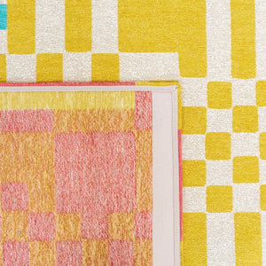 Louis de Poortere Craft Collection Chess Deconstructed Checkerboard Area Rug for Modern Living Spaces Cupcake 2'7 x 4'11 119808