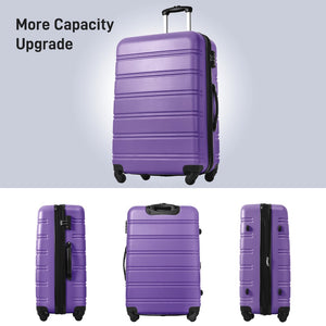 English Elm 3 Piece Abs Hardshell Spinner Luggage Set with Tsa Lock Expandable Travel Suitcases Purple PP191030AAI