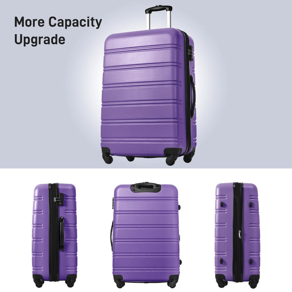 English Elm 3 Piece Abs Hardshell Spinner Luggage Set with Tsa Lock Expandable Travel Suitcases Purple PP191030AAI
