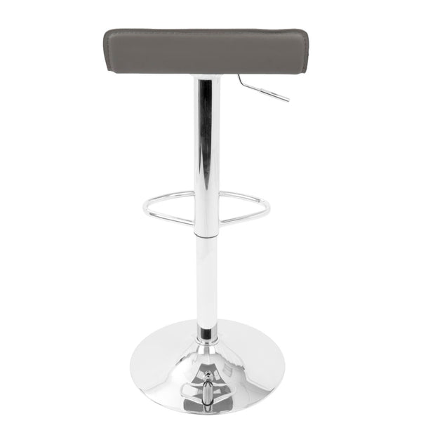 English Elm Contemporary Swivel Barstools with Chrome Base and Grey Pu Upholstery Set of 2 B202P222267