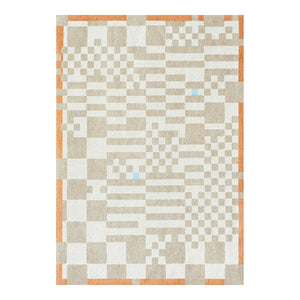 Louis de Poortere Craft Collection Chess Deconstructed Checkerboard Area Rug for Modern Living Spaces Greyhound 5'7 x 7'10 119803
