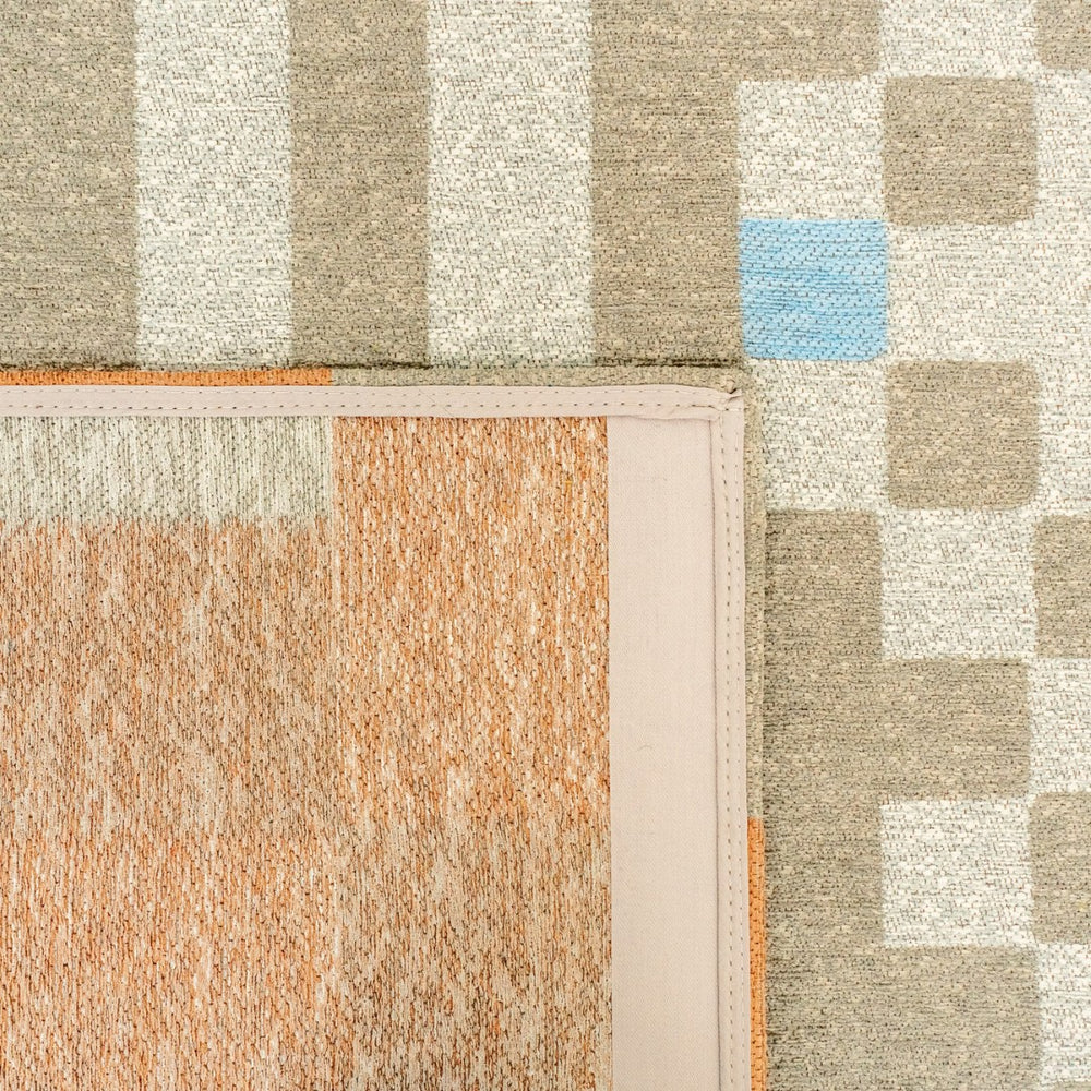 Louis de Poortere Craft Collection Chess Deconstructed Checkerboard Area Rug for Modern Living Spaces Greyhound 5'7 x 7'10 119803