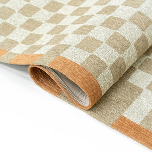 Louis de Poortere Craft Collection Chess Deconstructed Checkerboard Area Rug for Modern Living Spaces Greyhound 5'7 x 7'10 119803