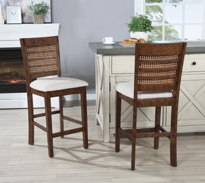 OSP Home Furnishings Walden 24" Cane Back Stool  - Set of 2 Linen / Burnt Brown