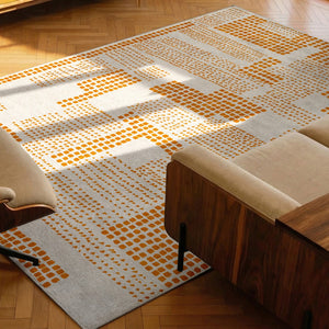 Louis de Poortere Craft Collection Zen Geometric Area Rug for Living Room Bedroom Minimalist Accent Pomelo 2'7 x 4'11 120038