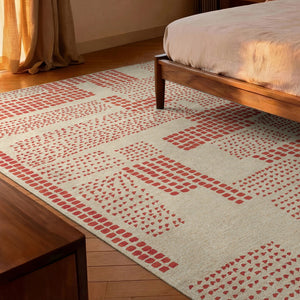 Louis de Poortere Craft Collection Zen Geometric Area Rug for Living Room Bedroom Minimalist Accent Grenadine 2'7 x 4'11 120044