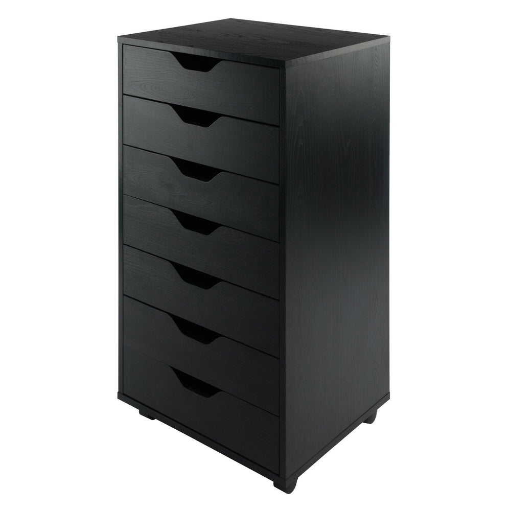 Winsome Wood Halifax 7-drawer Mobile Cabinet - Stylish Black Organizer With Easy-glide Drawers & Wheels Black Composite Wood 20792-winsome-wood
