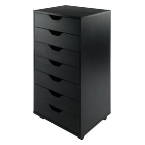 Winsome Wood Halifax 7-drawer Mobile Cabinet - Stylish Black Organizer With Easy-glide Drawers & Wheels Black Composite Wood 20792-winsome-wood