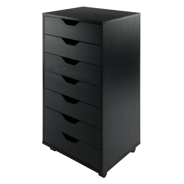 Winsome Wood Halifax 7-drawer Mobile Cabinet - Stylish Black Organizer With Easy-glide Drawers & Wheels Black Composite Wood 20792-winsome-wood