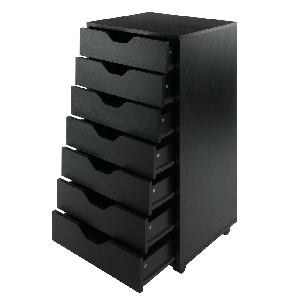 Winsome Wood Halifax 7-drawer Mobile Cabinet - Stylish Black Organizer With Easy-glide Drawers & Wheels Black Composite Wood 20792-winsome-wood